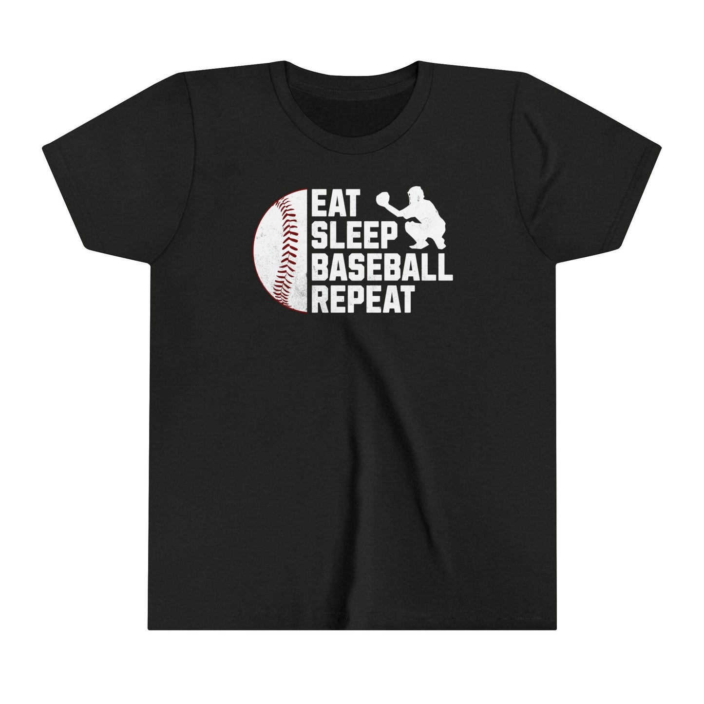 Youth Baseball T-shirt, Eat Sleep Baseball Repeat, Shirt for Baseball Lover, Tshirt Gift for Kid, Great Gift for Son, Baseball Player Gift