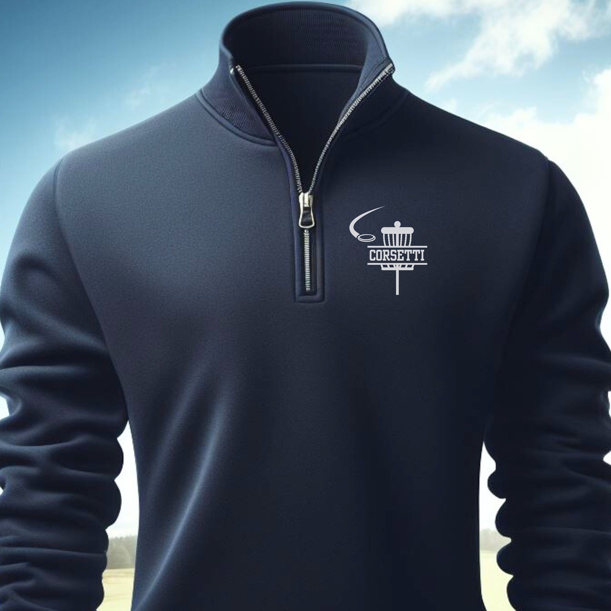 Personalized Fleece Disc Golf Quarter-Zip, Quarter Zip Pullover Sweater, Custom Disc Golf Gift, Gift for Husband, Golf Gift for Men, Xmas