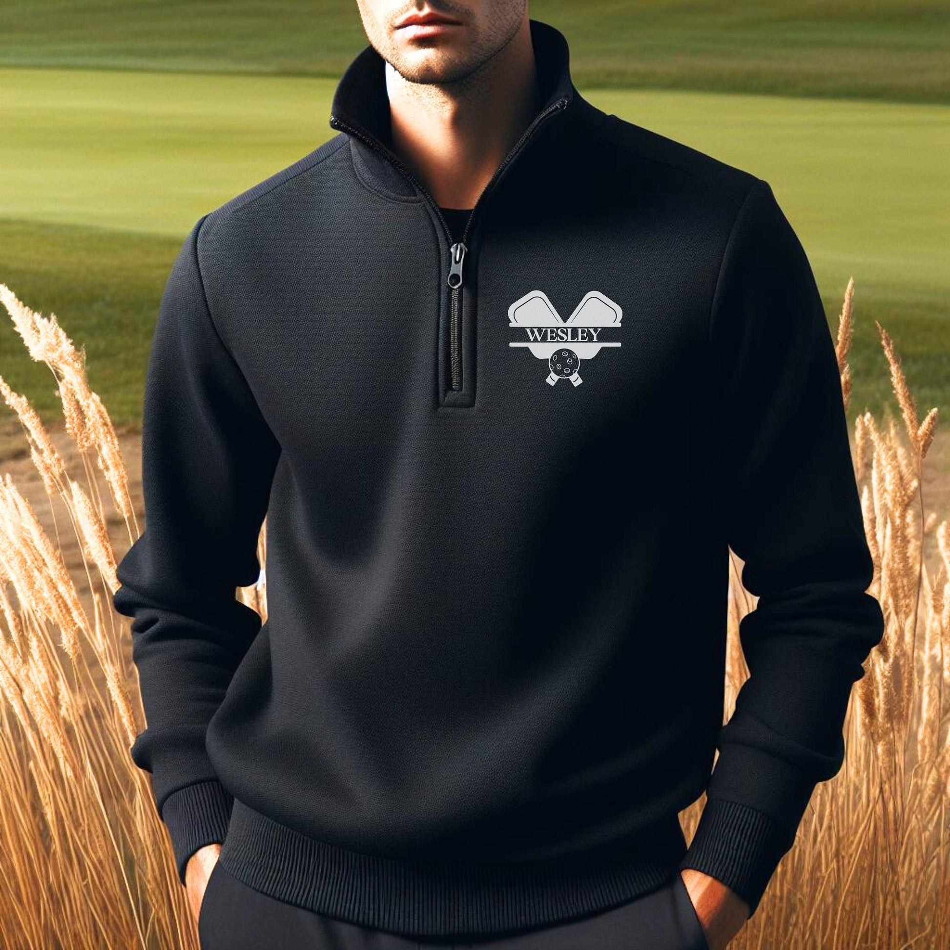 Personalized Fleece Pickleball Quarter-Zip, Quarter Zip Pullover Sweater, Custom Pickleball Gift, Gift for Husband, Pickleball Gift for Men