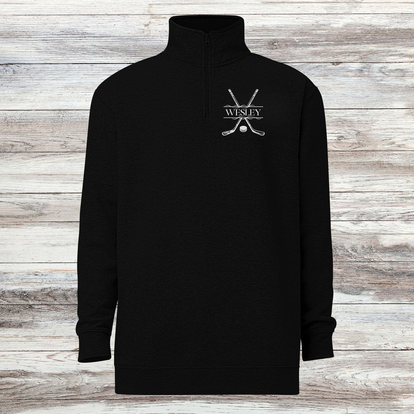 Personalized Fleece Hockey Quarter-Zip, Quarter Zip Pullover Sweater, Custom Hockey Gift, Gift for Husband, Hockey Gift for Men, Christmas