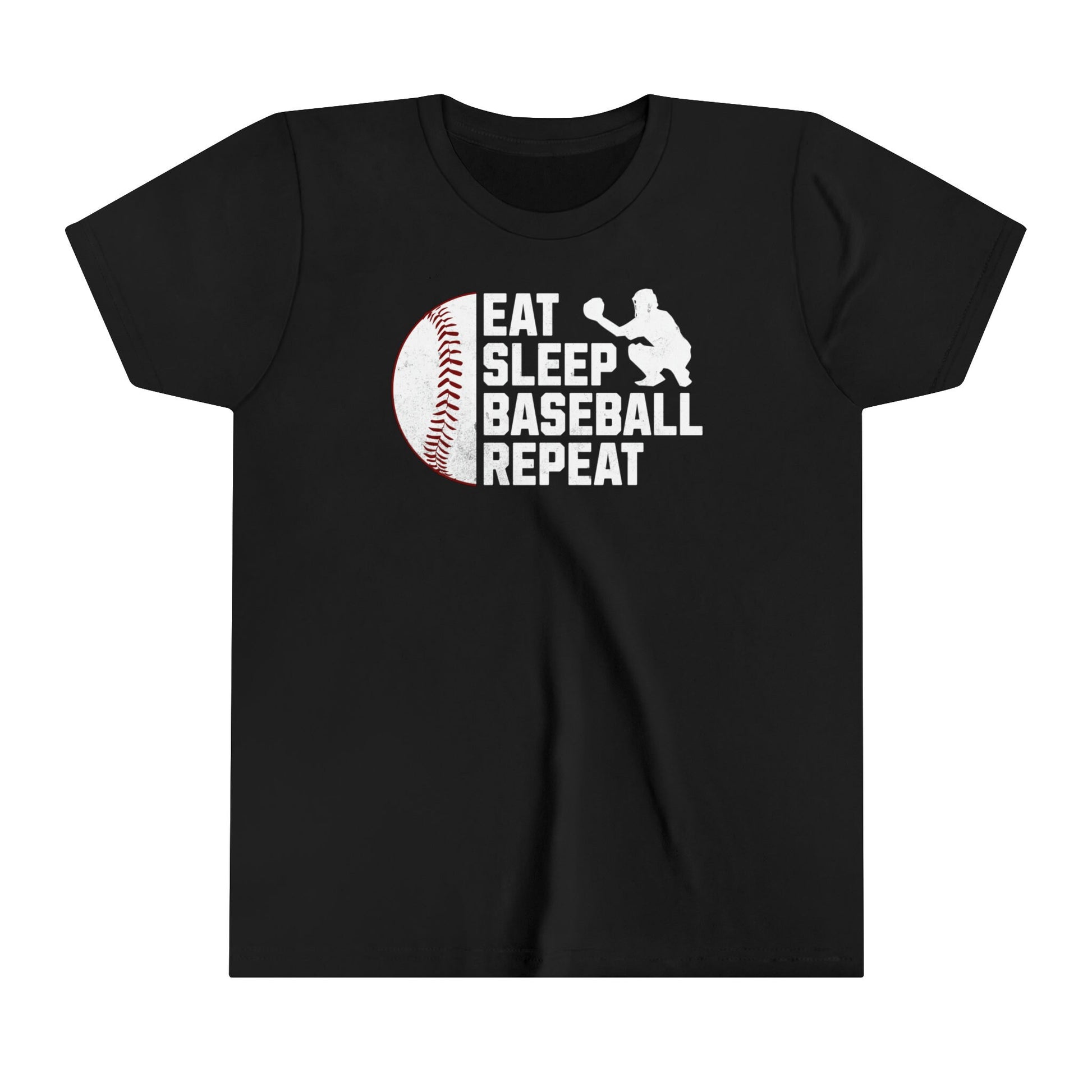 Youth Baseball T-shirt, Eat Sleep Baseball Repeat, Shirt for Baseball Lover, Tshirt Gift for Kid, Great Gift for Son, Baseball Player Gift