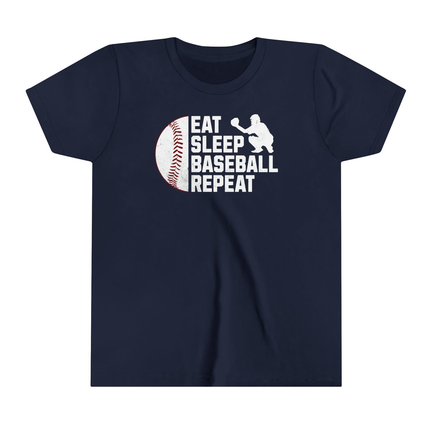 Youth Baseball T-shirt, Eat Sleep Baseball Repeat, Shirt for Baseball Lover, Tshirt Gift for Kid, Great Gift for Son, Baseball Player Gift