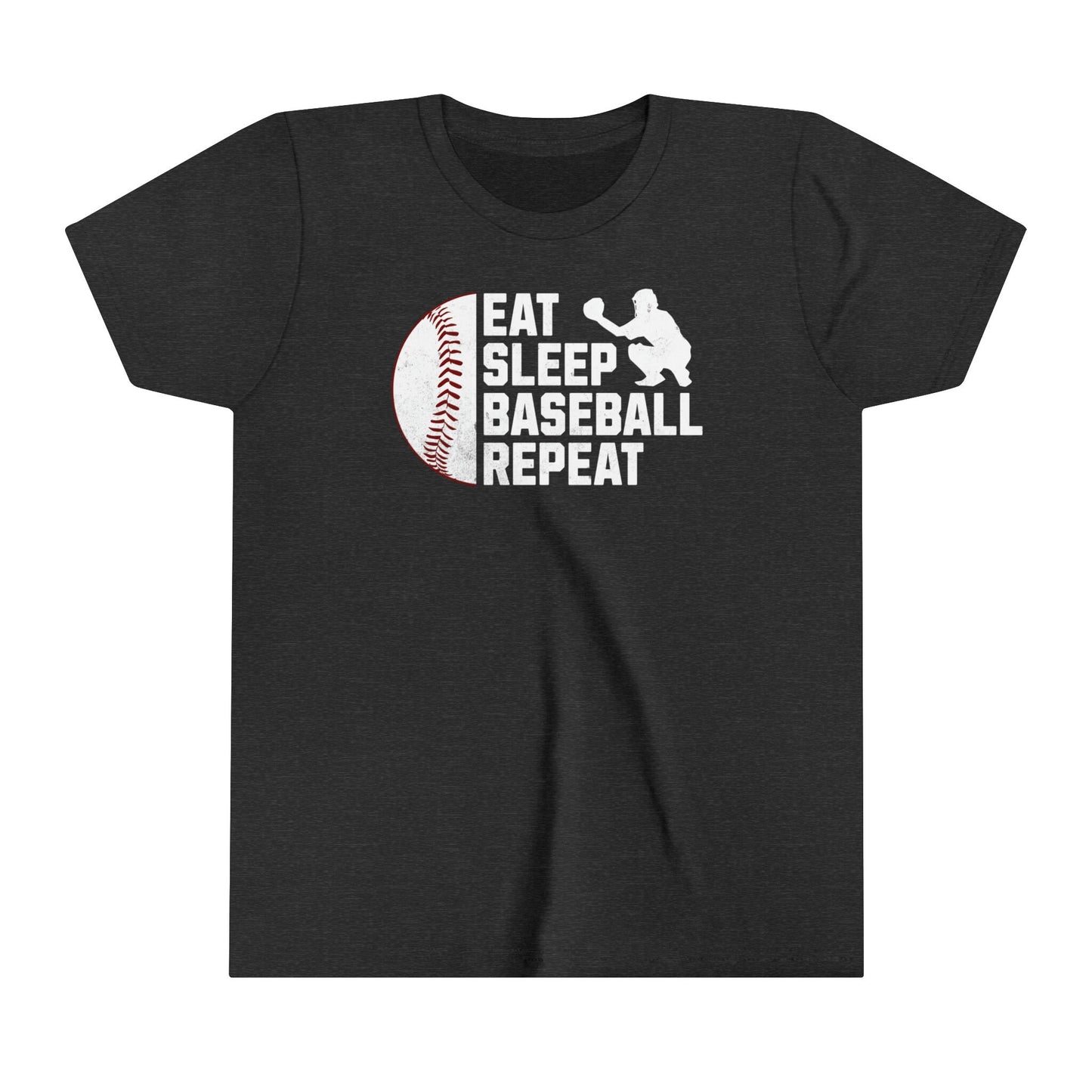 Youth Baseball T-shirt, Eat Sleep Baseball Repeat, Shirt for Baseball Lover, Tshirt Gift for Kid, Great Gift for Son, Baseball Player Gift