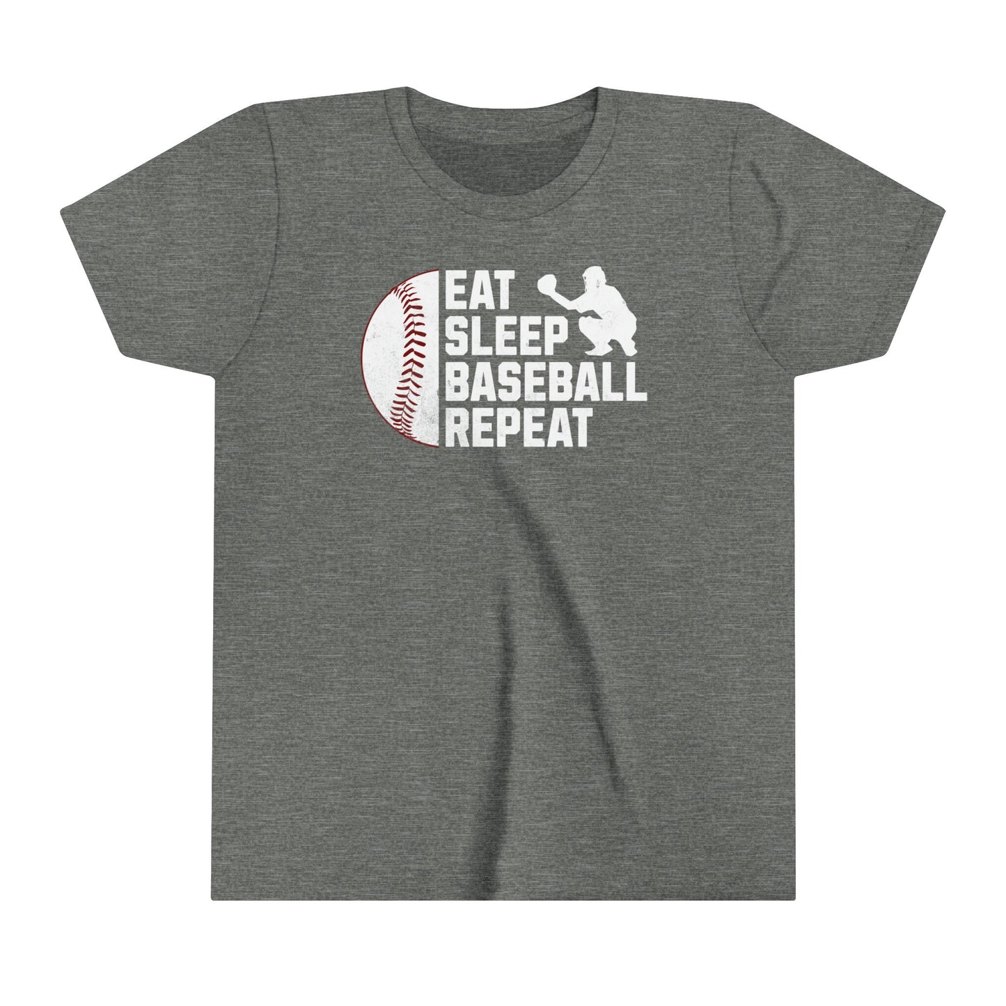 Youth Baseball T-shirt, Eat Sleep Baseball Repeat, Shirt for Baseball Lover, Tshirt Gift for Kid, Great Gift for Son, Baseball Player Gift