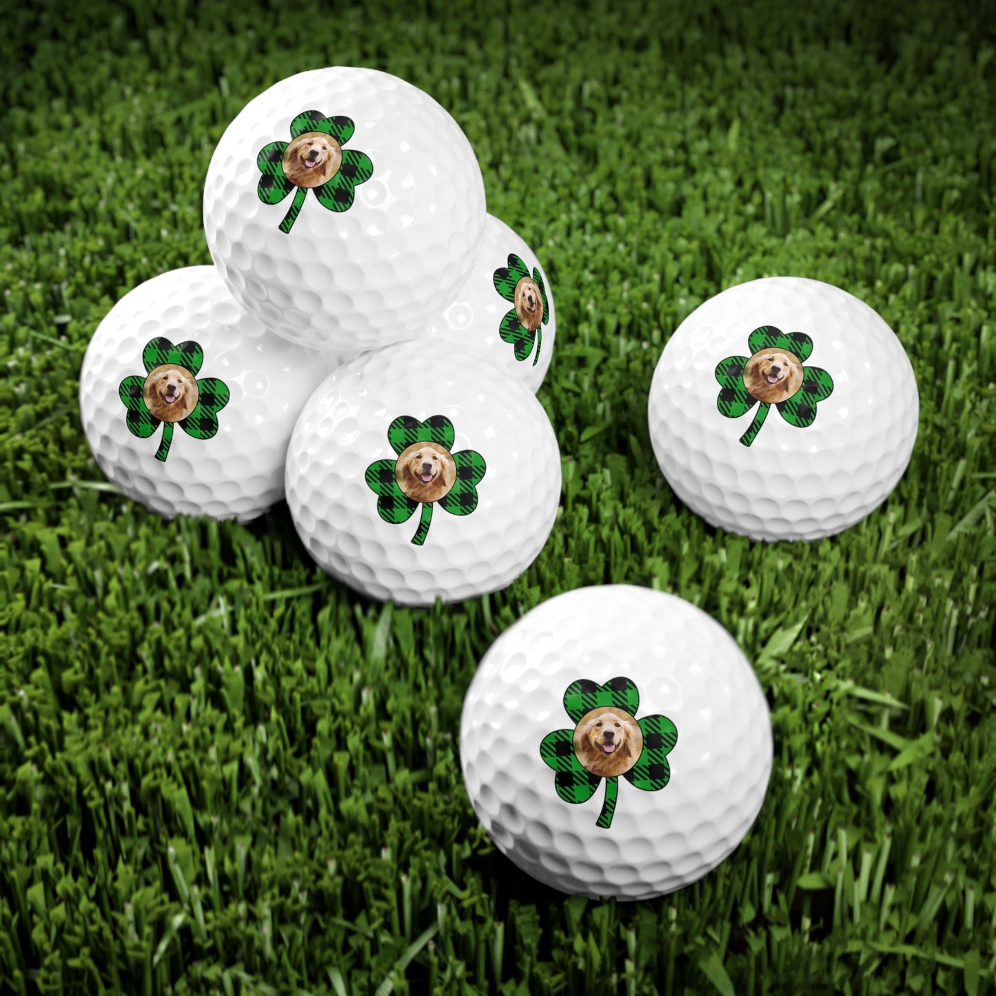 St. Patrick's Day Golf Balls, Irish Golf Gift, Custom Dog Golf Balls, Shamrock Gift for Husband, Gift for Boyfriend, Men's Clover Golf Gift