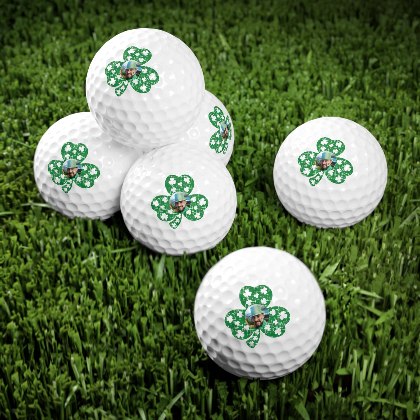 St. Patrick's Day Golf Balls, Irish Golf Gift, Custom Photo Golf Balls, Shamrock Gift for Husband, Gift for Dad, Men's Clover Golf Gift