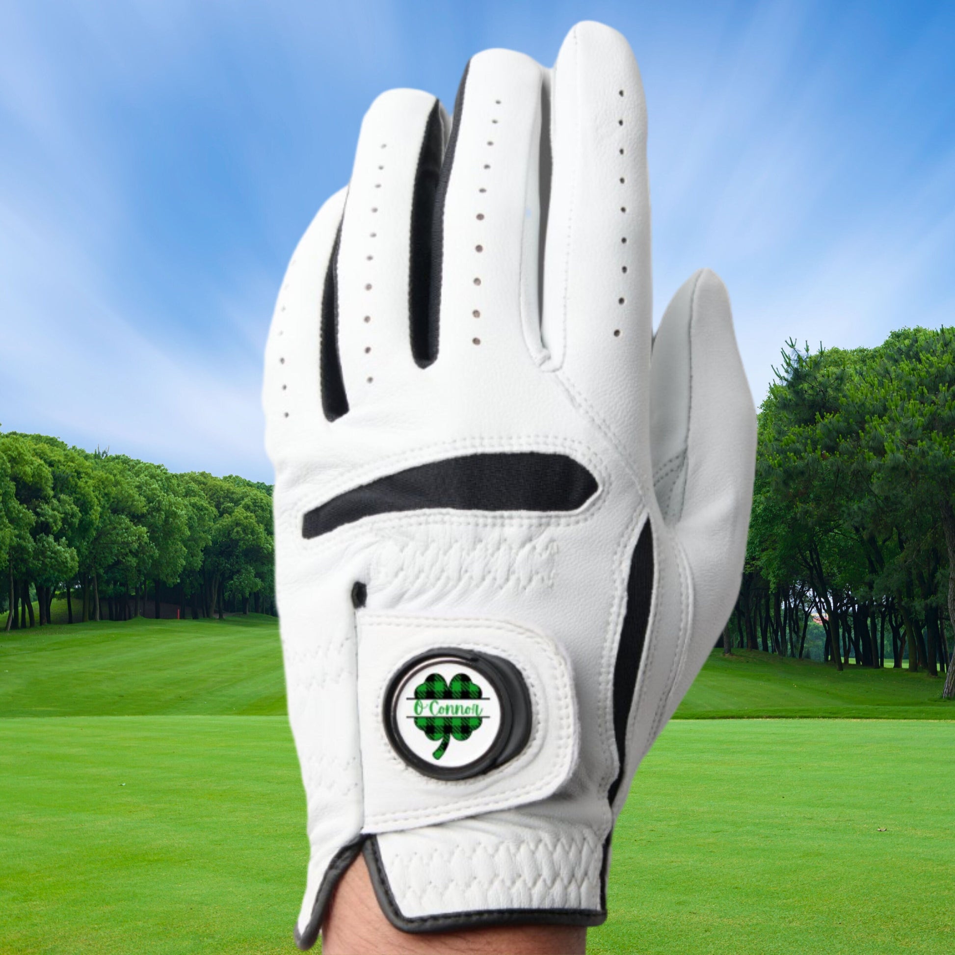 St Patrick's Day Golf Glove with Custom Ball Marker, Personalized Golf Gift, Men's Golf Gift, Gift for Golfer, Gift for Husband, Father, Dad