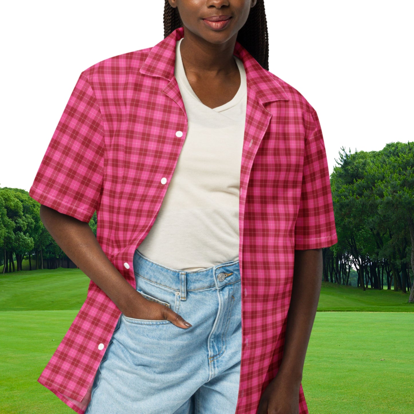 Women's Plaid Golf Shirt, Women's Golfing Button Up, Golf T-shirt, Women's Golf Gifts, Golf Gift for Women, Gift for Wife, Gift for Mom