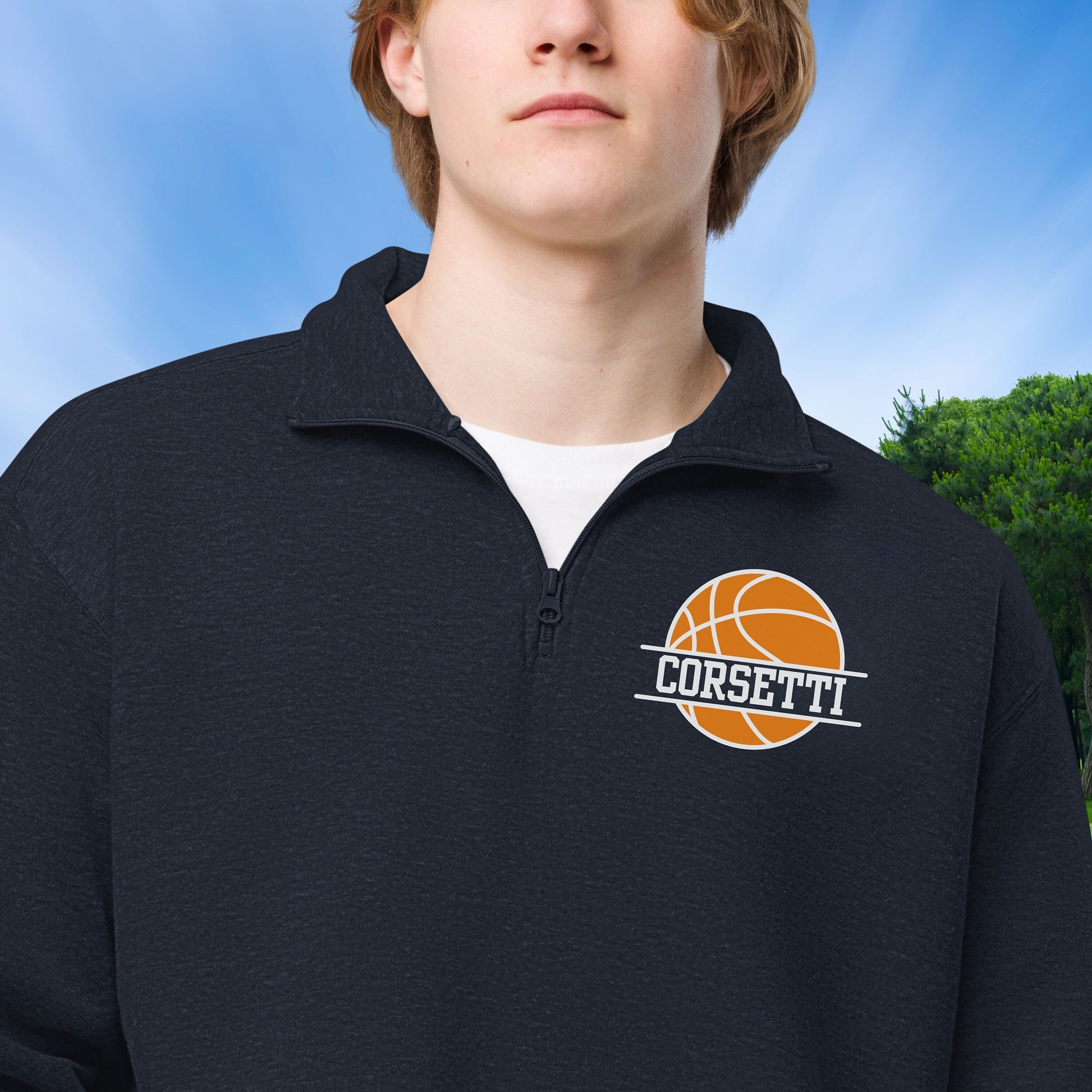 Personalized Fleece Basketball Quarter-Zip, Pullover Sweater, Custom Basketball Gift, Basketball Team Basketball Coach Gift, Gift for Dad