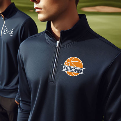 Personalized Lightweight Basketball Sweatshirt, Quarter Zip Pullover Sweater, Custom Basketball Gift, Basketball Team Gift, Basketball Coach