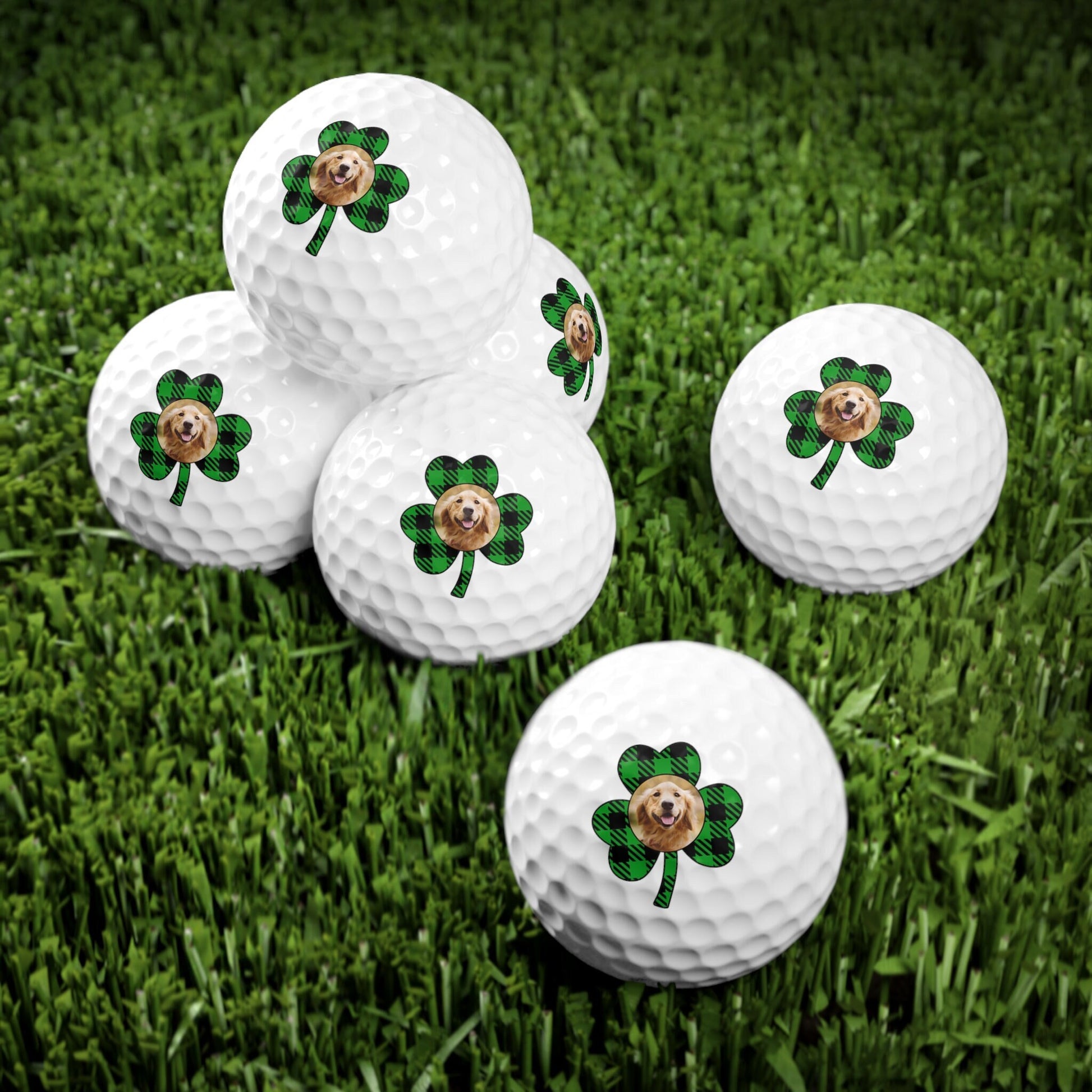 St. Patrick's Day Golf Balls, Irish Golf Gift, Custom Dog Golf Balls, Shamrock Gift for Husband, Gift for Boyfriend, Men's Clover Golf Gift