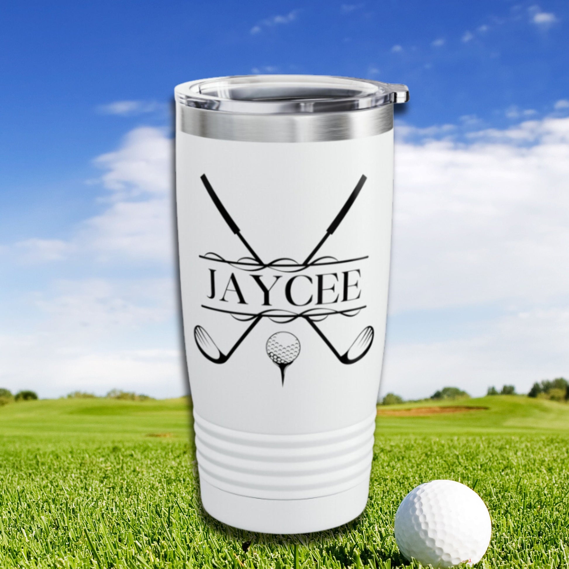 Custom Golf Tumbler, Personalized Ringneck Tumbler, Golf Gift for Men, Golf Water Bottle, Gift for Golfer, Monogram 20oz Canteen, Dad Gift