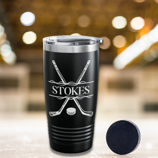 Custom Hockey Tumbler, Personalized Ringneck Tumbler, Hockey Gift, Hockey Water Bottle, Gift for Hockey Player, Hockey Coach Gift, Dad Gift