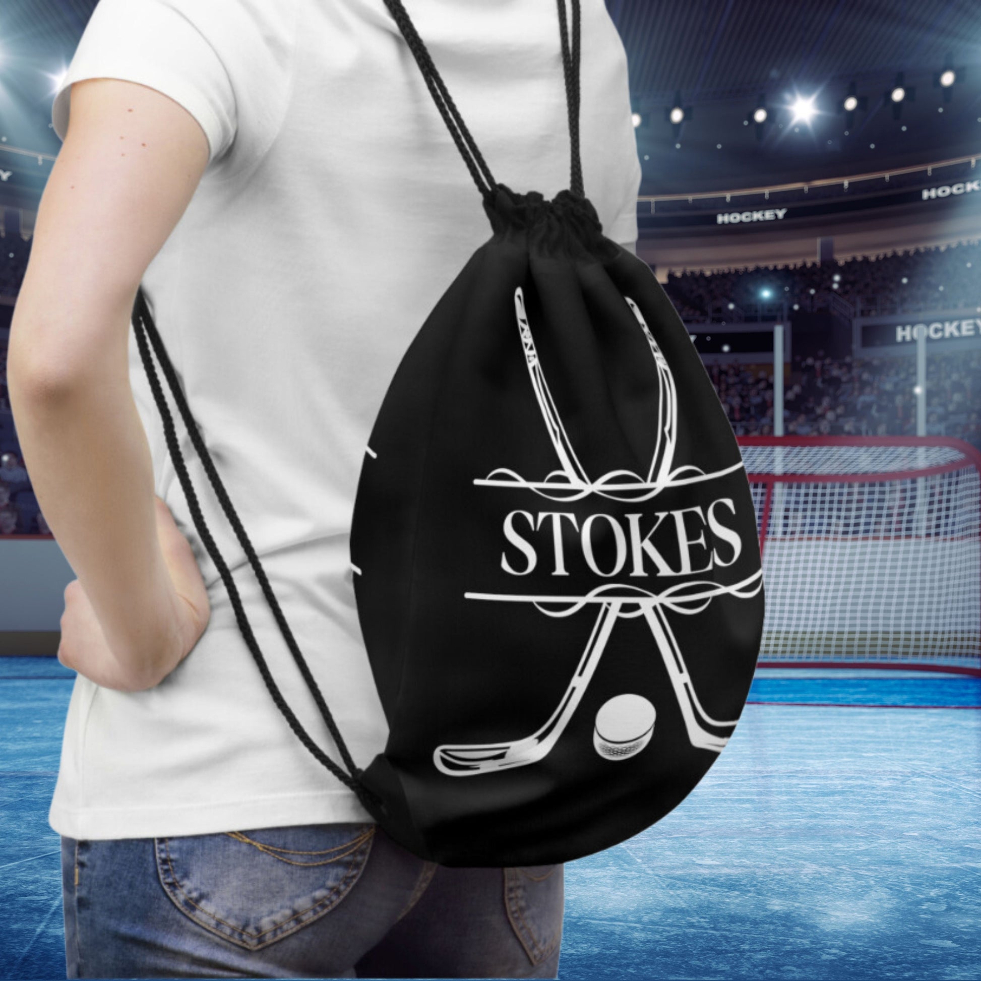 Custom Hockey Bag, Personalized Drawstring Hockey Bag, Lightweight Hockey Bag, Gift for Hockey Player, Hockey Coach Gift, Men's Hockey Gift