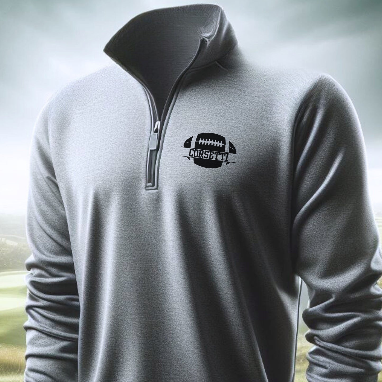 Personalized Lightweight Football Sweatshirt, Quarter Zip Pullover Sweater, Custom Football Gift, Football Team Gift, Football Coach Gift
