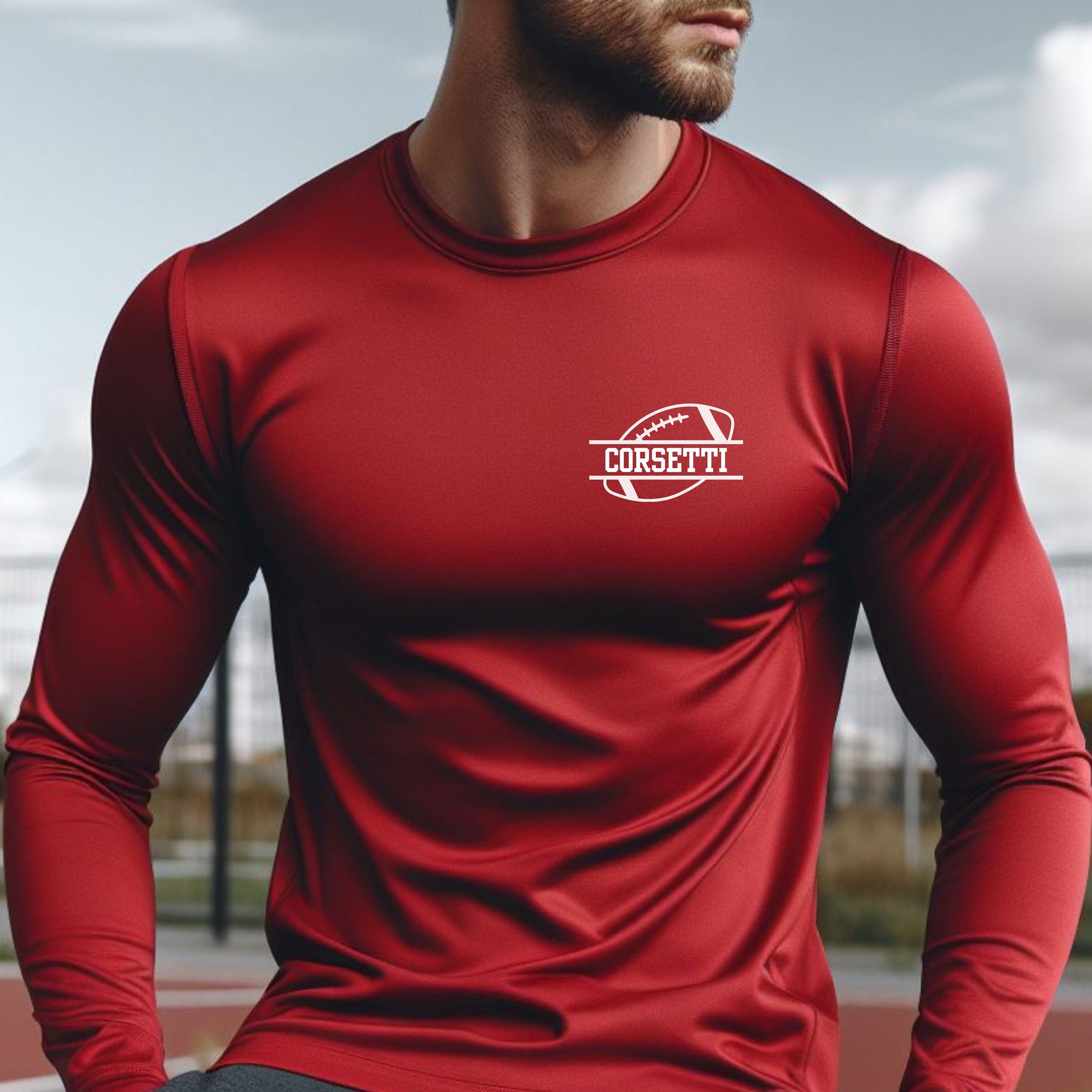 Custom Long Sleeve Football Shirt, Personalized Football Tshirt, Dry Fit Customized Tee, Football Gift, Under Shirt, Football Coach GIft