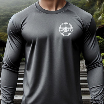 Custom Long Sleeve Soccer Shirt, Personalized Soccer Tshirt, Dry Fit Customized Tee, Gift for Soccer Player, Soccer Team Gift, Soccer Coach