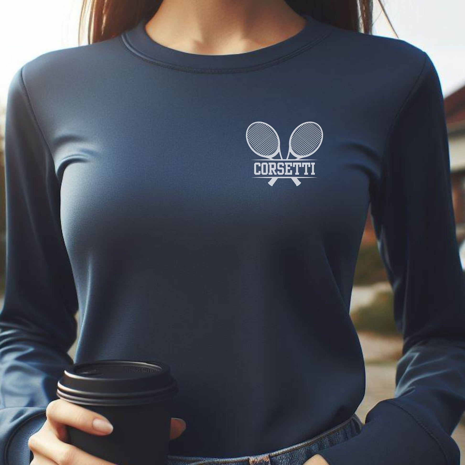 Women's Custom Long Sleeve Tennis Shirt, Personalized Tennis T-shirt, Tennis Team Shirt, Women Tennis Player Gift, Women's Tennis Coach Gift