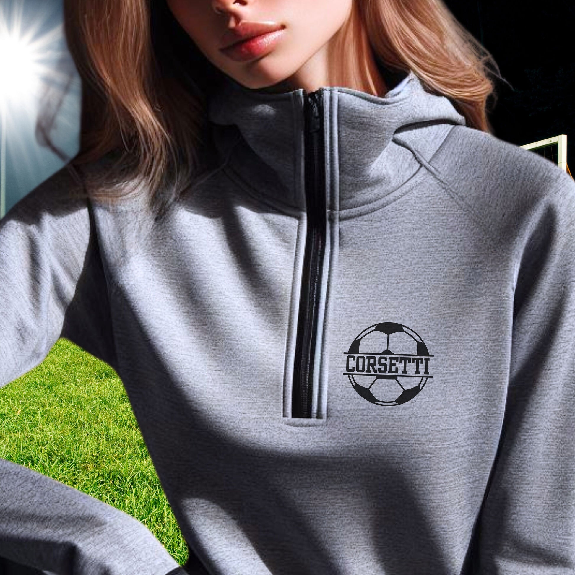 Women's Personalized Lightweight Soccer Sweatshirt, Quarter Zip Pullover Sweater, Custom Soccer Gift, Soccer Team Sweater, Soccer Coach Gift
