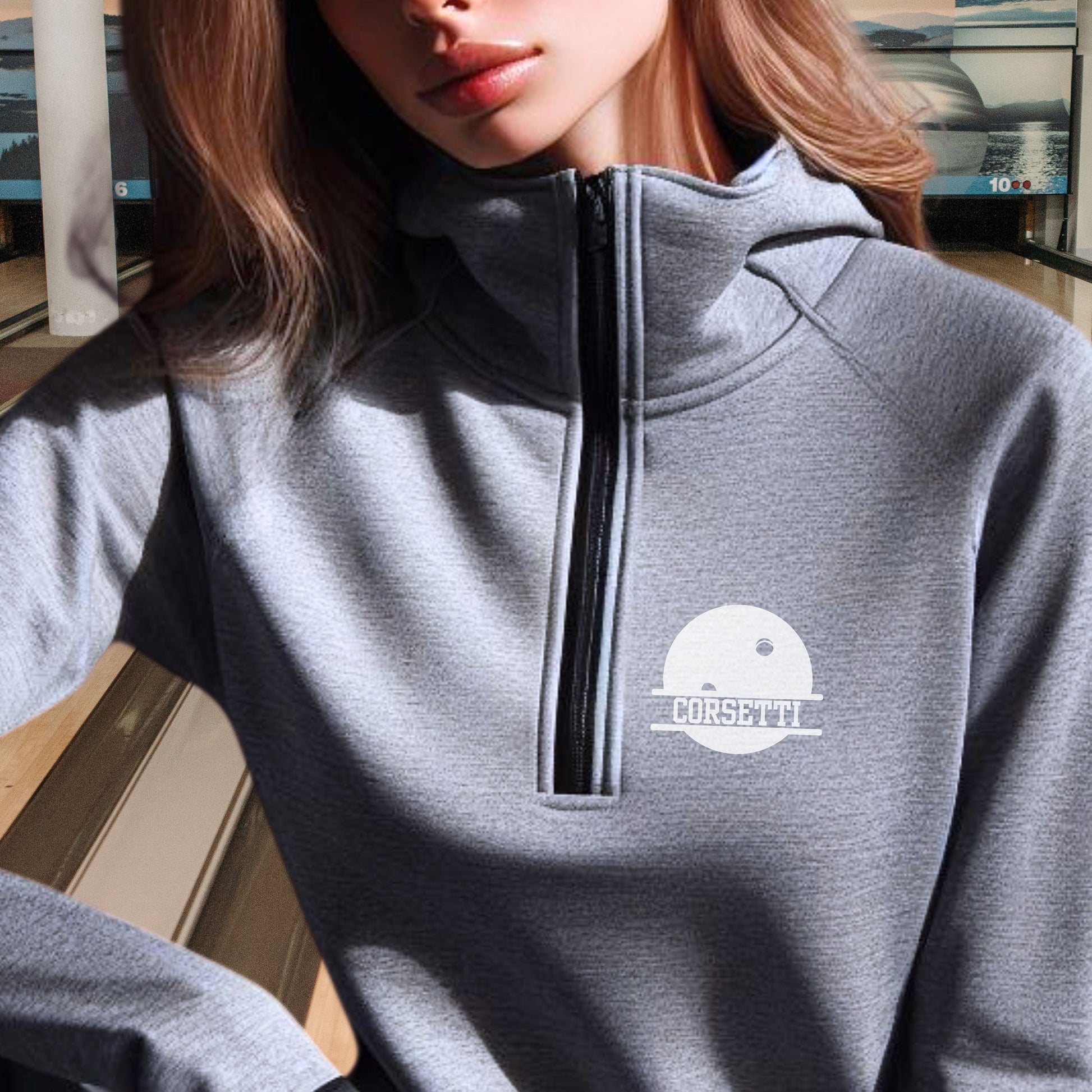 Women's Personalized Lightweight Bowling Sweatshirt, Quarter Zip Pullover Sweater, Custom Bowling Gift, Bowling Team Sweater, Bowling Gift