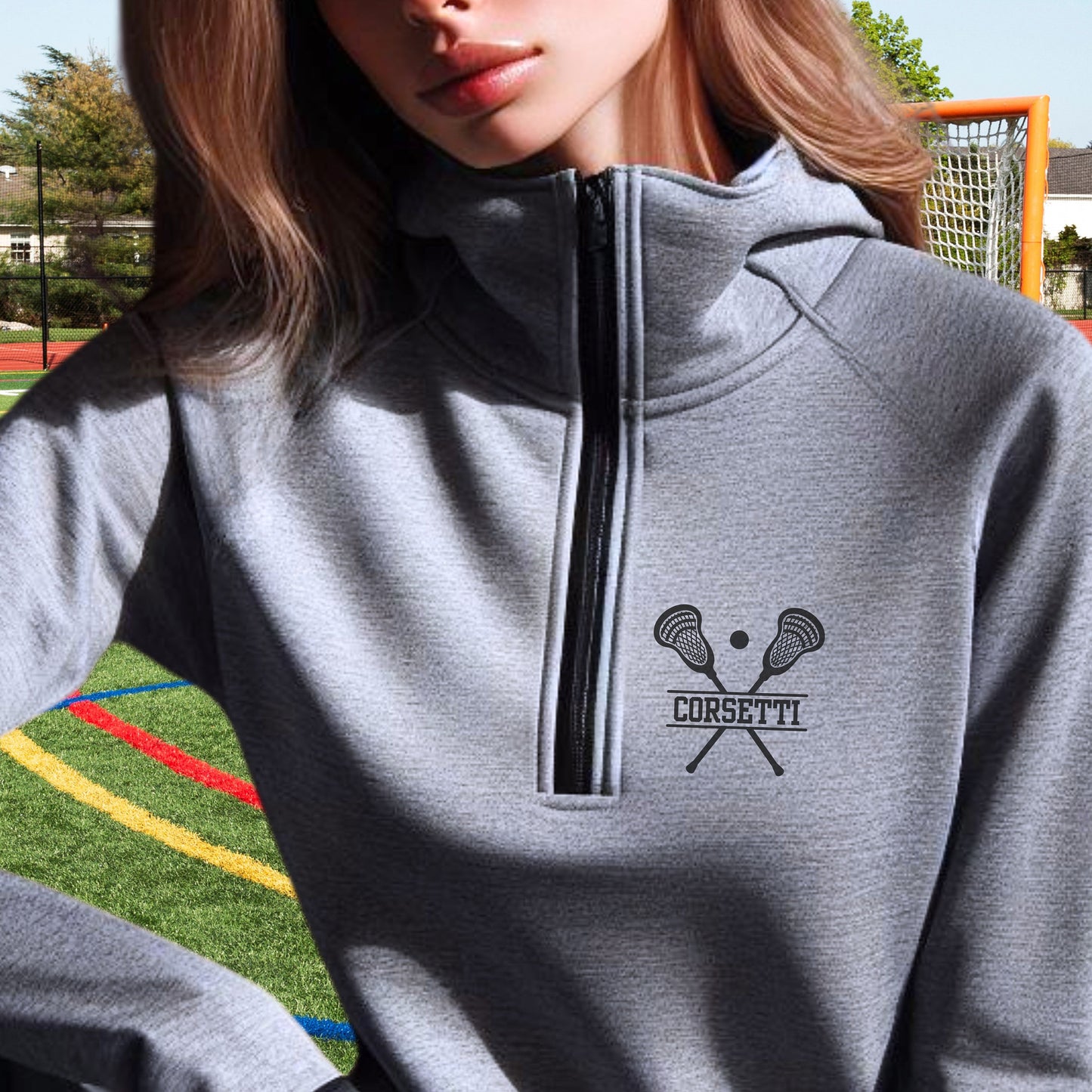 Women's Personalized Lightweight Lacrosse Sweatshirt, Quarter Zip Pullover Sweater, Custom Lacrosse Gift, Lacrosse Team Sweater, Coach Gift