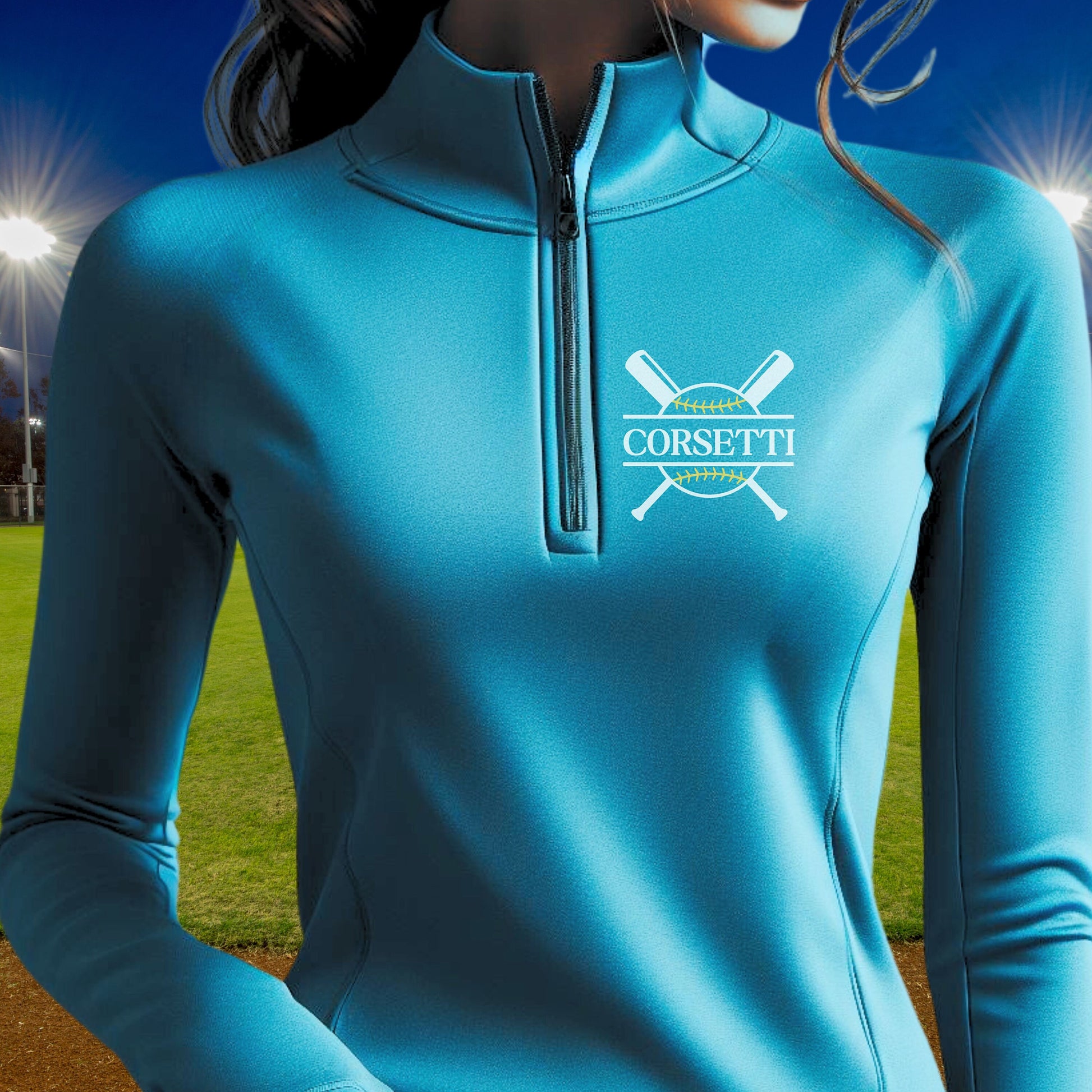 Women's Personalized Lightweight Softball Sweatshirt, Quarter Zip Pullover Sweater, Custom Softball Gift, Softball Team Sweater, Coach Gift