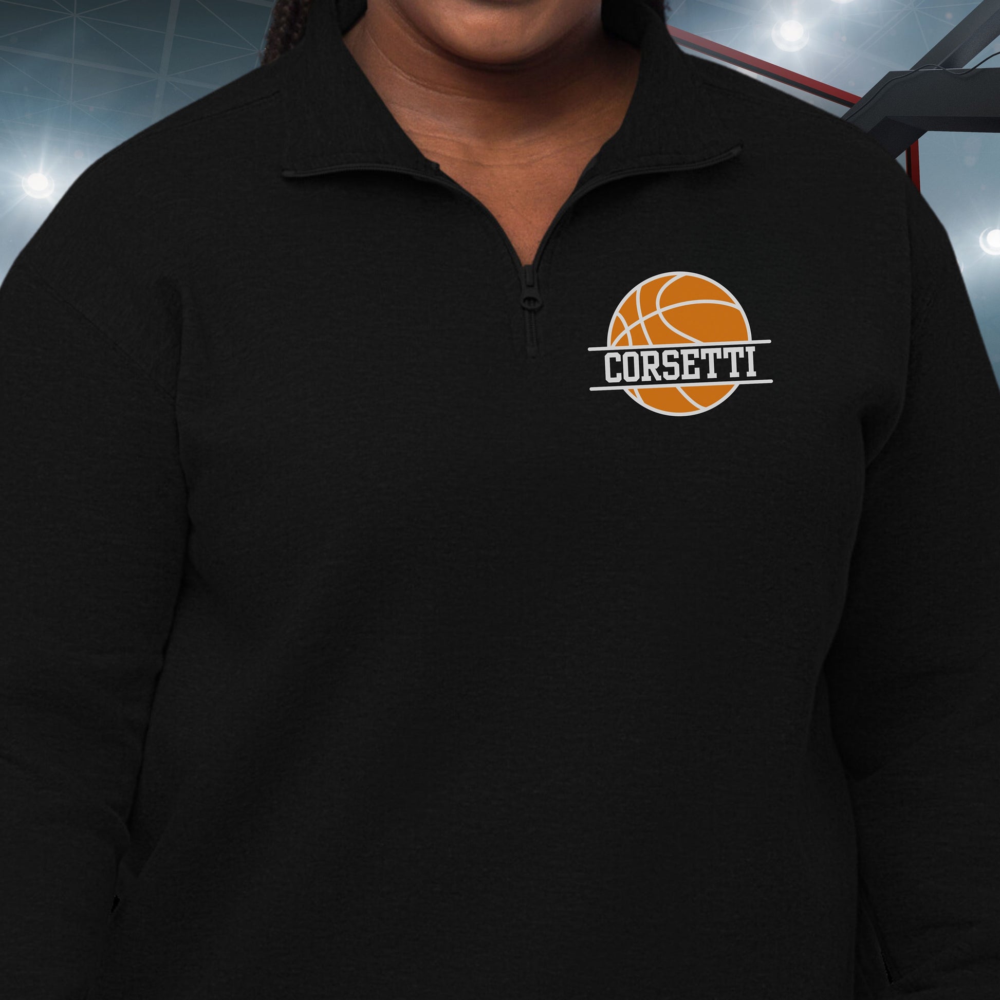 Women's Personalized Fleece Basketball Quarter-Zip, Pullover Sweater, Custom Basketball Gift, Basketball Team, Great Basketball Coach Gift
