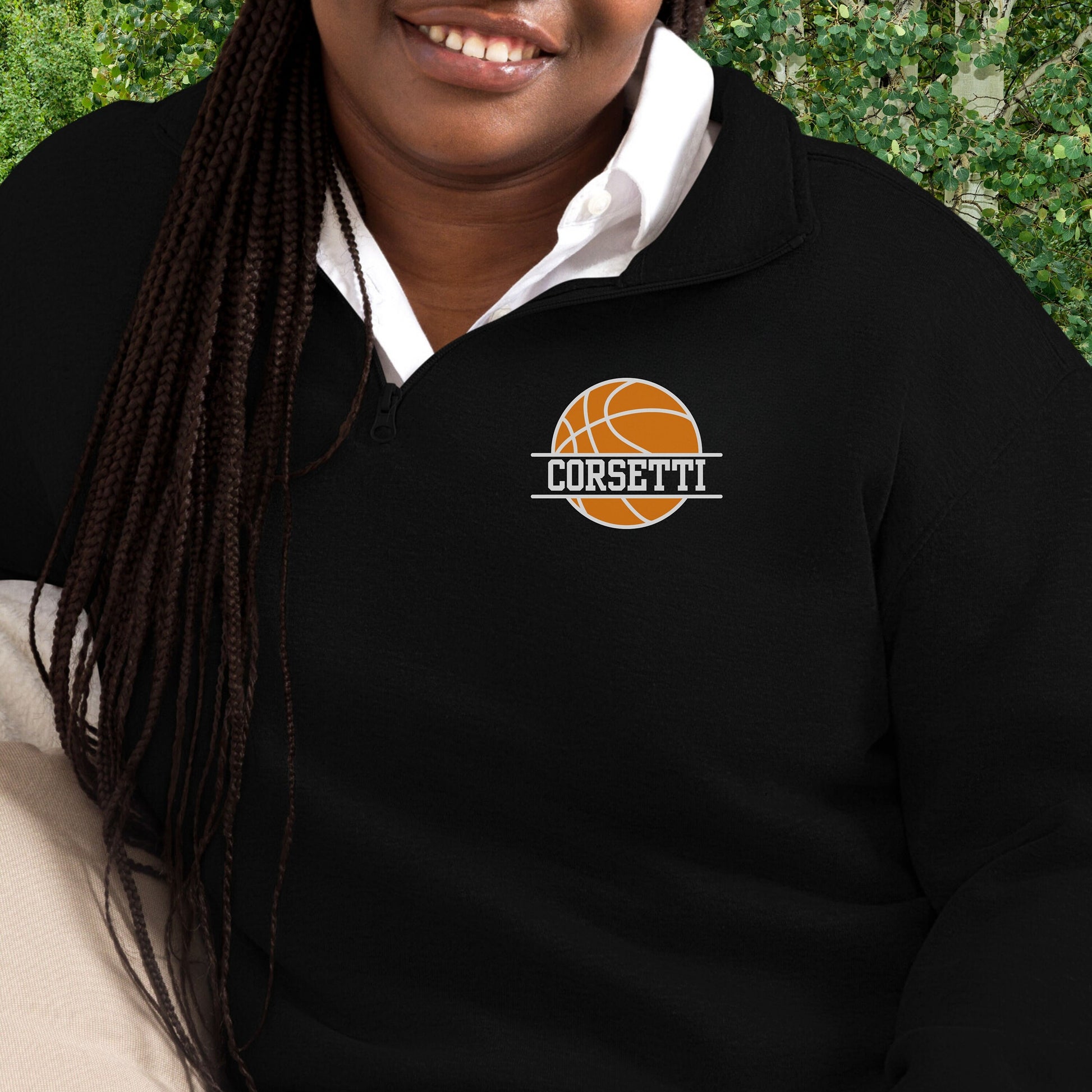 Women's Personalized Fleece Basketball Quarter-Zip, Pullover Sweater, Custom Basketball Gift, Basketball Team, Great Basketball Coach Gift