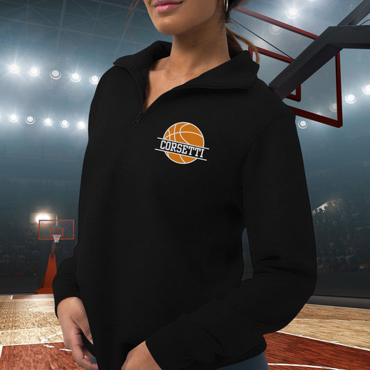 Women's Personalized Fleece Basketball Quarter-Zip, Pullover Sweater, Custom Basketball Gift, Basketball Team, Great Basketball Coach Gift