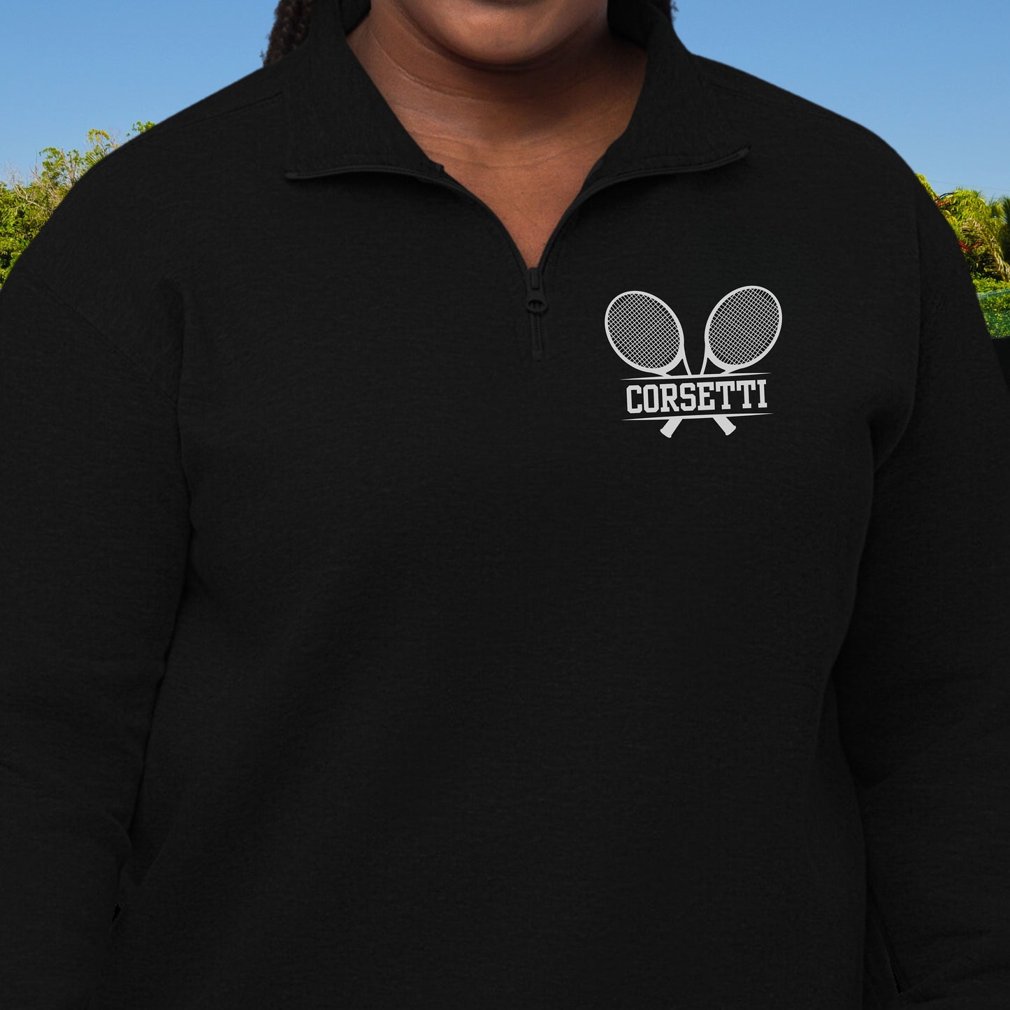 Women's Personalized Fleece Tennis Quarter-Zip, Quarter Zip Pullover Sweater, Custom Tennis Gift, Tennis Coach Gift, Tennis Team Gift