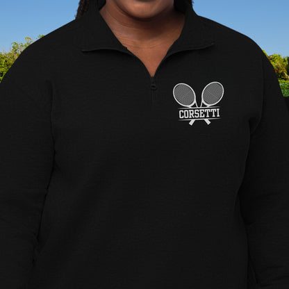 Women's Personalized Fleece Tennis Quarter-Zip, Quarter Zip Pullover Sweater, Custom Tennis Gift, Tennis Coach Gift, Tennis Team Gift