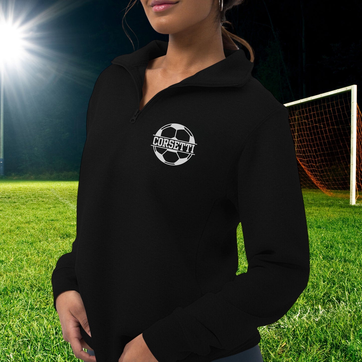 Women's Personalized Fleece Soccer Quarter-Zip, Quarter Zip Pullover Sweater, Custom Soccer Gift, Soccer Coach Gift, Soccer Team Gift