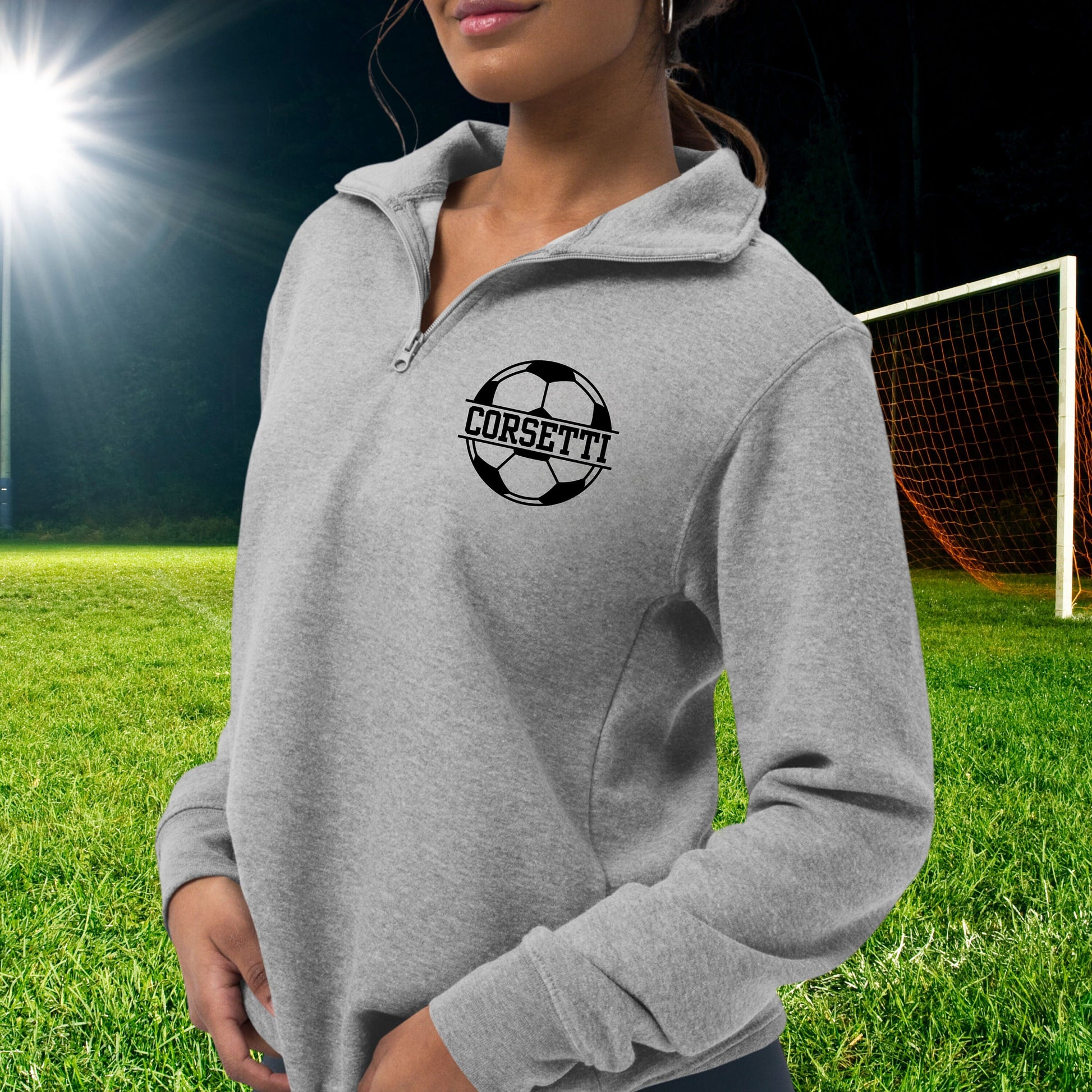 Women's Personalized Fleece Soccer Quarter-Zip, Quarter Zip Pullover Sweater, Custom Soccer Gift, Soccer Coach Gift, Soccer Team Gift