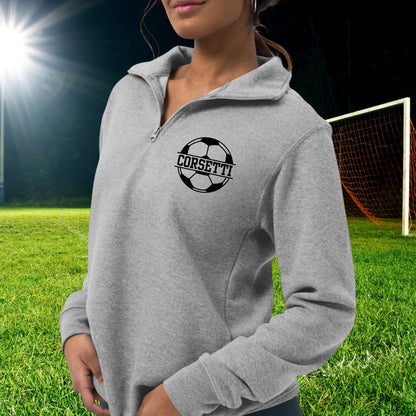 Women's Personalized Fleece Soccer Quarter-Zip, Quarter Zip Pullover Sweater, Custom Soccer Gift, Soccer Coach Gift, Soccer Team Gift