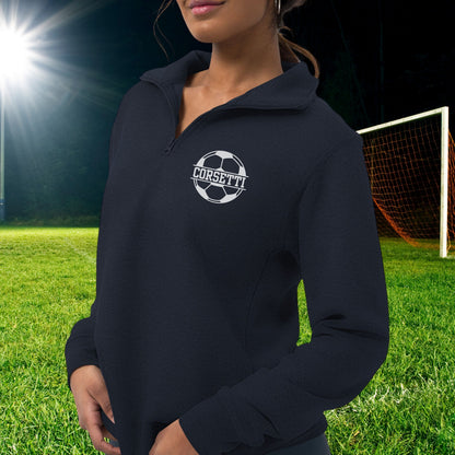 Women's Personalized Fleece Soccer Quarter-Zip, Quarter Zip Pullover Sweater, Custom Soccer Gift, Soccer Coach Gift, Soccer Team Gift