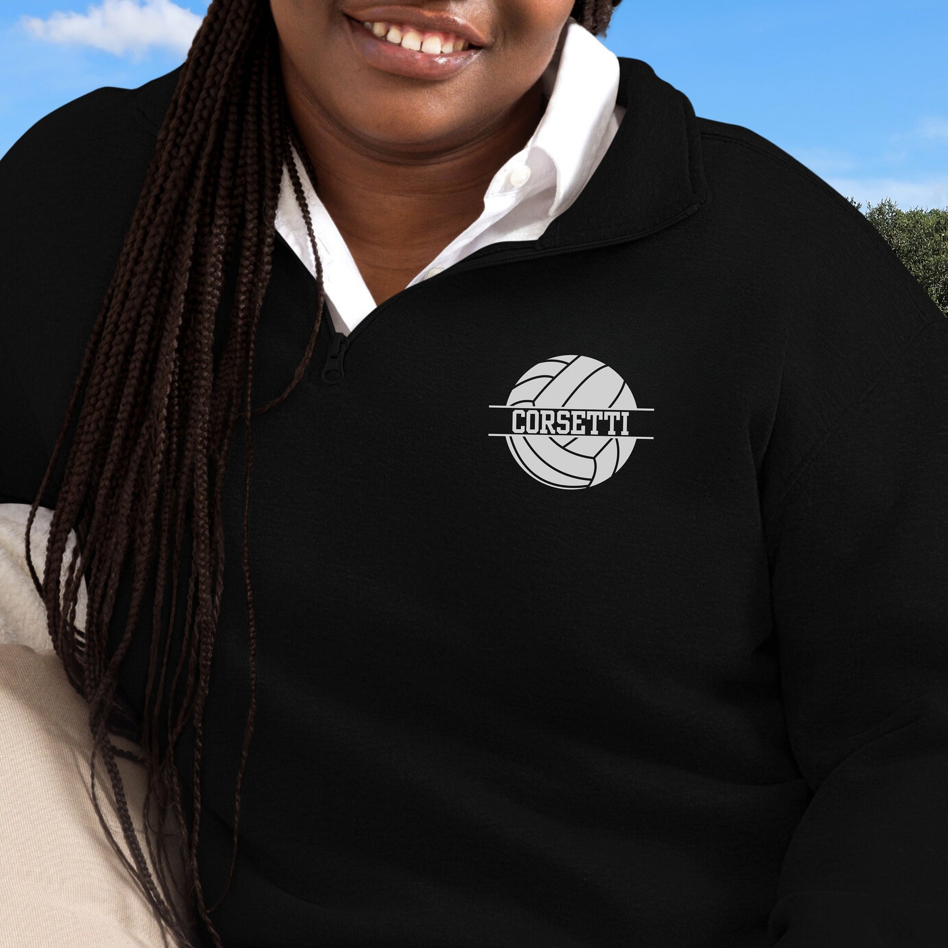 Women's Personalized Fleece Volleyball Quarter-Zip, Pullover Sweater, Custom Volleyball Gift, Volleyball Team, Great Volleyball Coach Gift