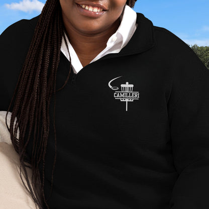 Women's Personalized Fleece Disc Golf Quarter-Zip, Quarter Zip Pullover Sweater, Custom Disc Golf Gift, Disc Golf Sweatshirt, Gift for Her