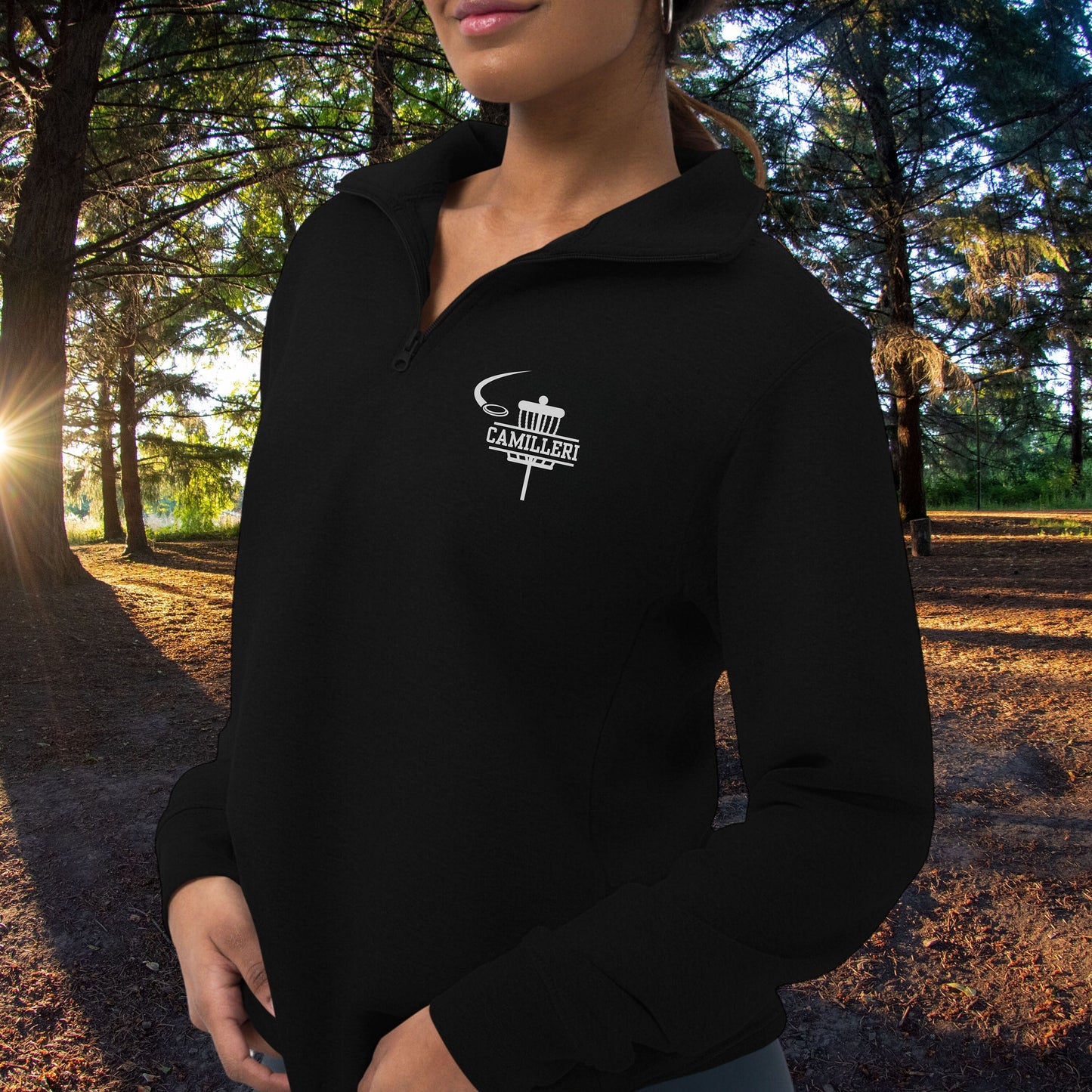 Women's Personalized Fleece Disc Golf Quarter-Zip, Quarter Zip Pullover Sweater, Custom Disc Golf Gift, Disc Golf Sweatshirt, Gift for Her