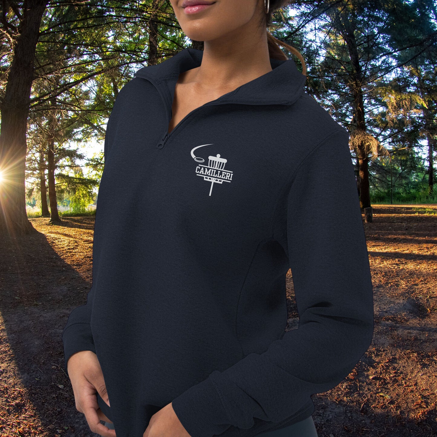 Women's Personalized Fleece Disc Golf Quarter-Zip, Quarter Zip Pullover Sweater, Custom Disc Golf Gift, Disc Golf Sweatshirt, Gift for Her