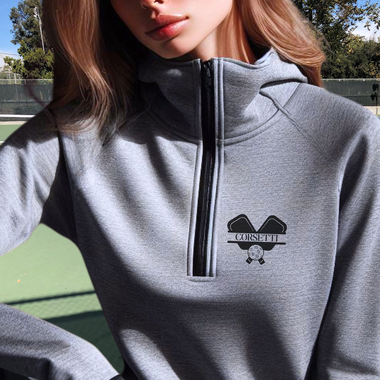 Women's Personalized Lightweight Pickleball Sweatshirt, Quarter Zip Pullover Sweater, Custom Pickleball Gift, Perfect Pickleball Player Gift