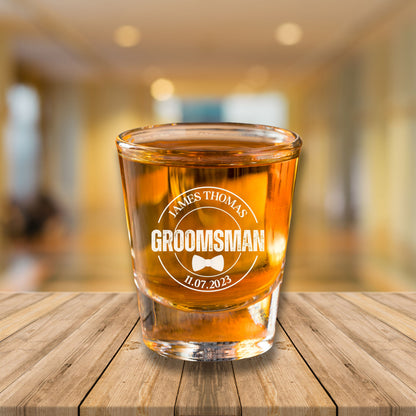 Personalized Wedding Shot Glass, Custom Wedding Shot Glass, Gift for Groom, Groomsman Proposal Gift, Wedding Gift, Bachelor Party Gift