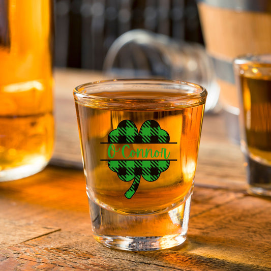 Shamrock Custom Shot Glass, Clover Personalized Shot Glass, St Patrick's Day Shot Glass, Irish Shot Glass, Saint Patrick's Day, Irish Gift