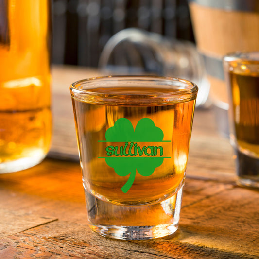 Shamrock Custom Shot Glass, Clover Personalized Shot Glass, St Patrick's Day Shot Glass, Irish Shot Glass, Saint Patrick's Day, Irish Gift