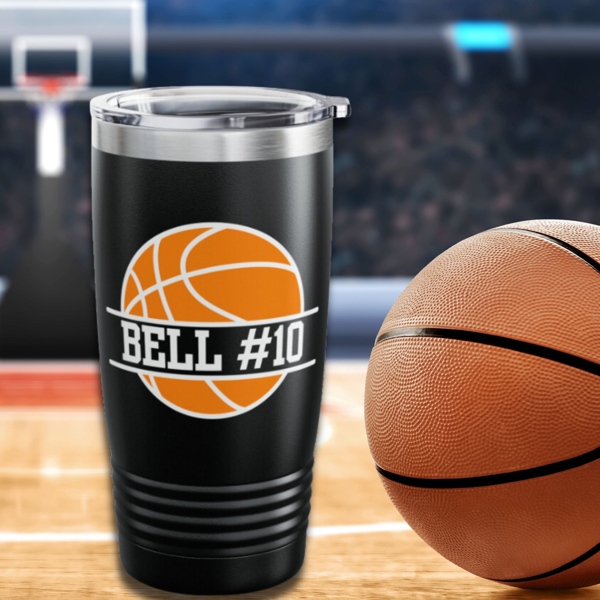Custom Basketball Tumbler, Personalized Ringneck Tumbler, Basketball Gift, Water Bottle, Gift for Basketball Player, Basketball Coach Gift