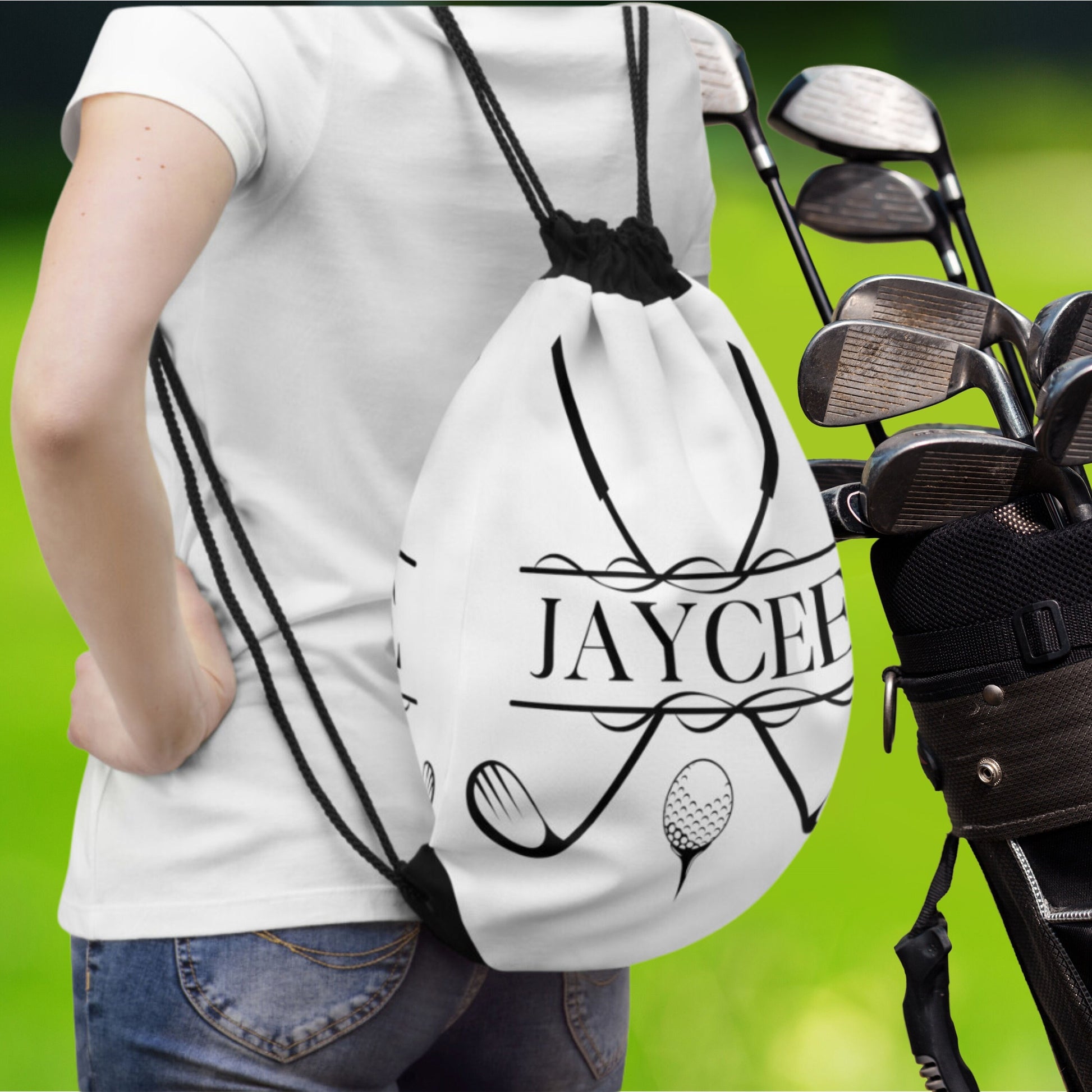 Custom Golfing Sports Bag, Personalized Drawstring Golf Bag, Golf Gifts for Men, Lightweight Golf Bag, Perfect Gift for Dad, Gift for Golfer