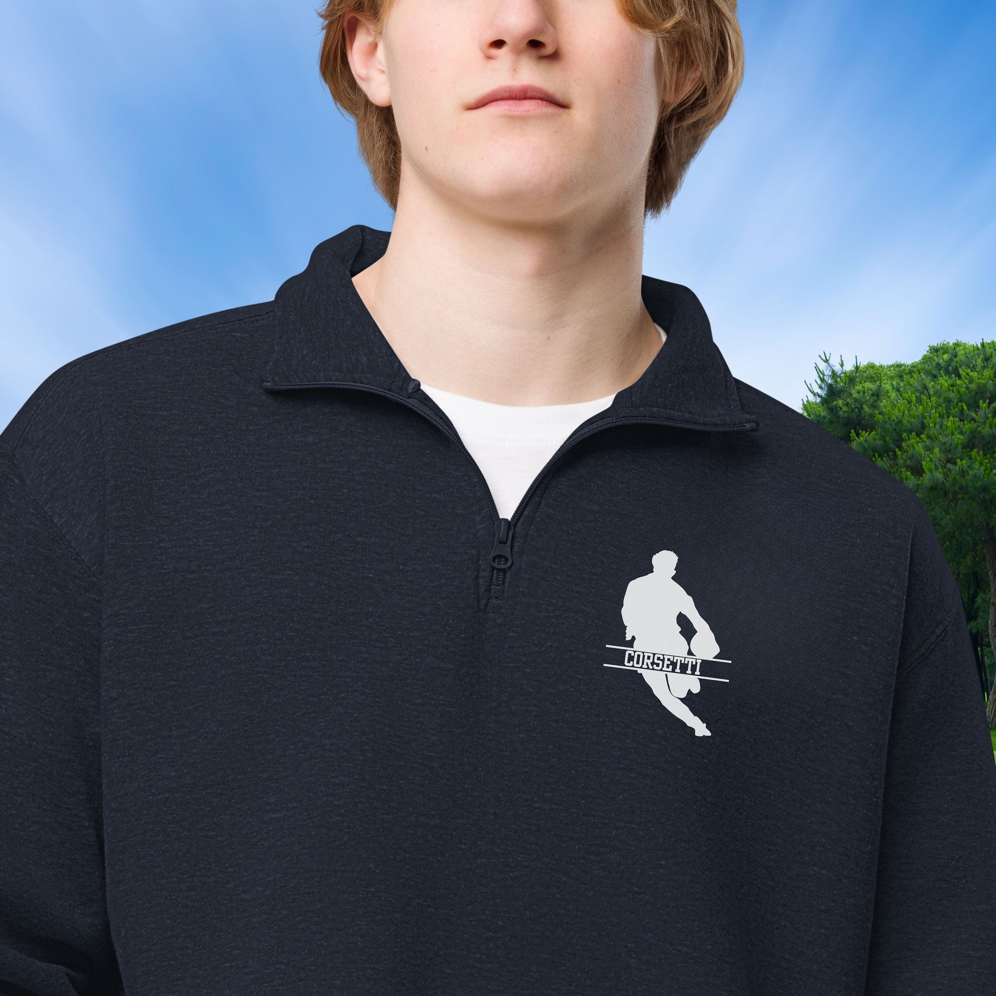 Personalized Fleece Rugby Quarter-Zip, Pullover Sweater, Custom Rugby Gift, Rugby Team Gift, Rugby Coach Gift, Rugby Player Gift, Son Gift