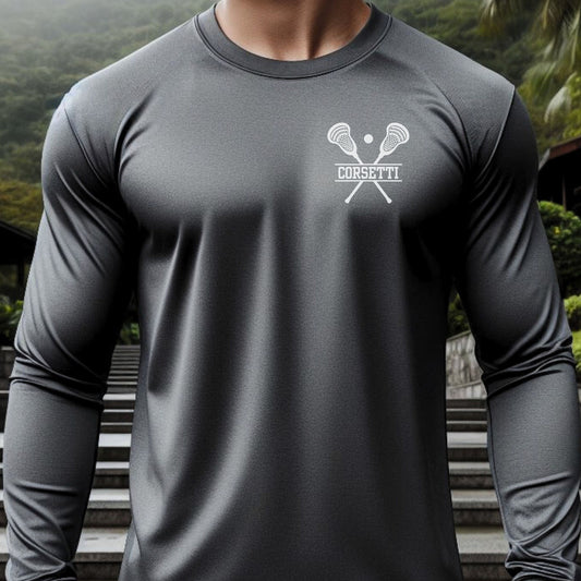 Custom Long Sleeve Lacrosse Shirt, Personalized Lacrosse Tshirt, Dry Fit Customized Tee, Gift for Lacrosse Player, Great Lacrosse Team Gift