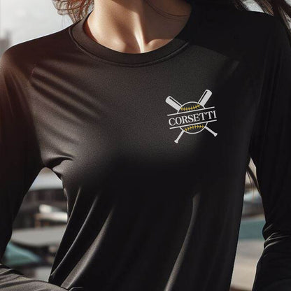Women's Custom Long Sleeve Softball Shirt, Personalized Softball T-shirt, Softball Team Shirt, Women's Softball Gift, Softball Coach Gift