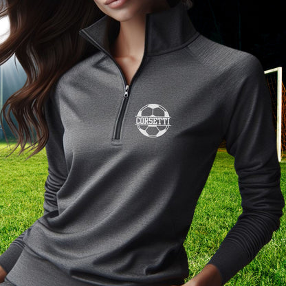 Women's Personalized Lightweight Soccer Sweatshirt, Quarter Zip Pullover Sweater, Custom Soccer Gift, Soccer Team Sweater, Soccer Coach Gift