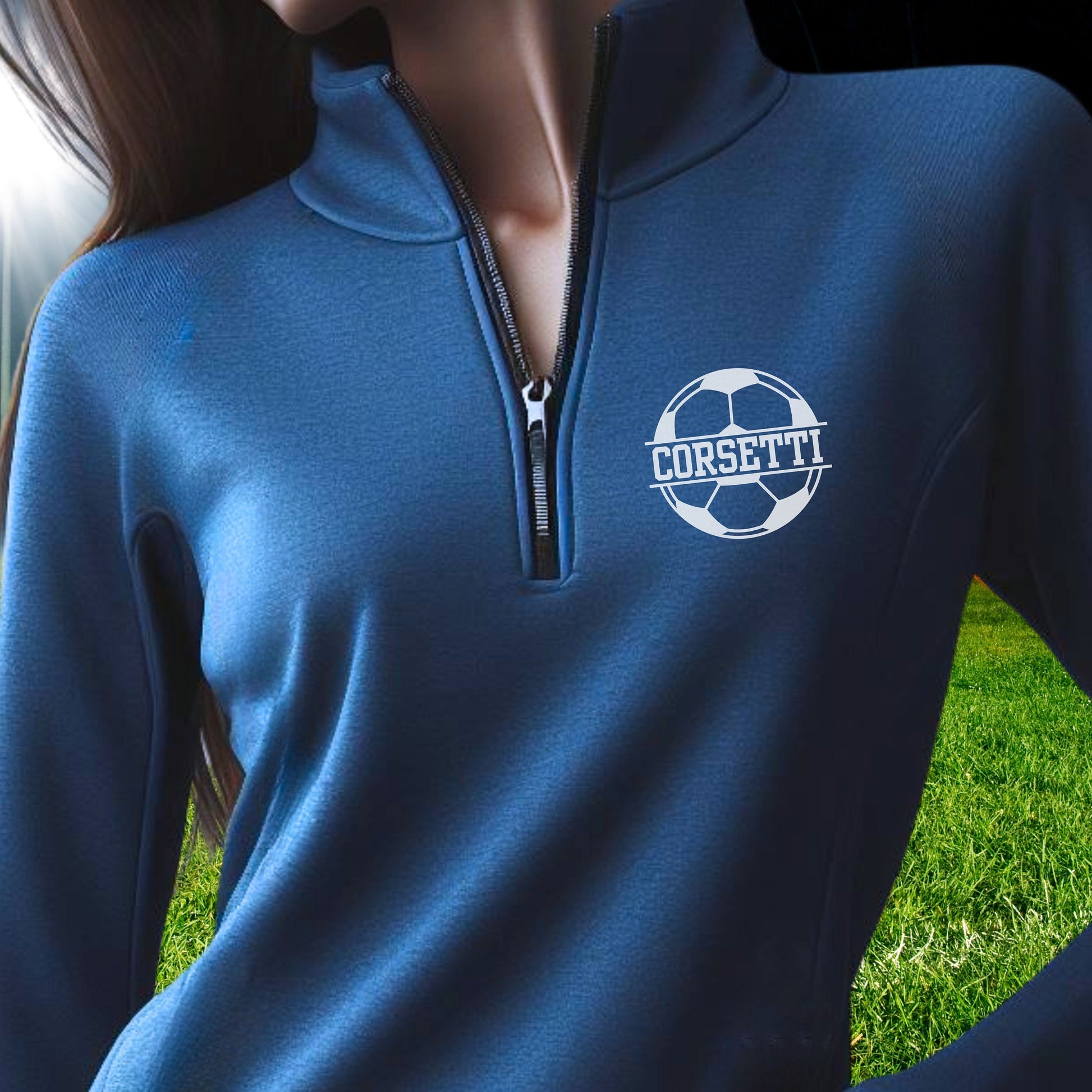 Women's Personalized Lightweight Soccer Sweatshirt, Quarter Zip Pullover Sweater, Custom Soccer Gift, Soccer Team Sweater, Soccer Coach Gift